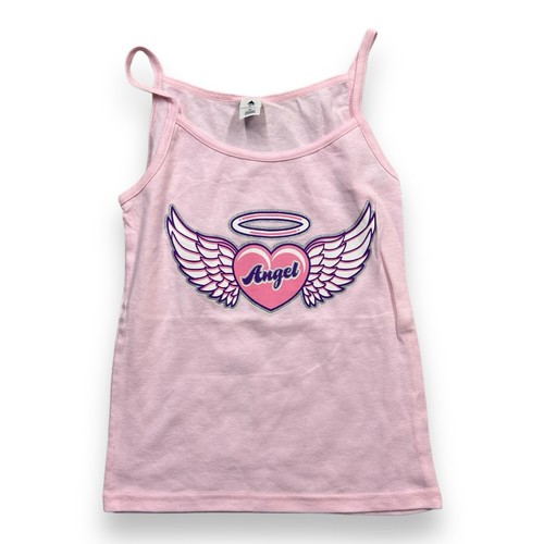 2000s mcbling y2k tops itimi ギャル ホルターネック Vintage Y2K Deadstock Angel Pink Tank Top Heart Wings