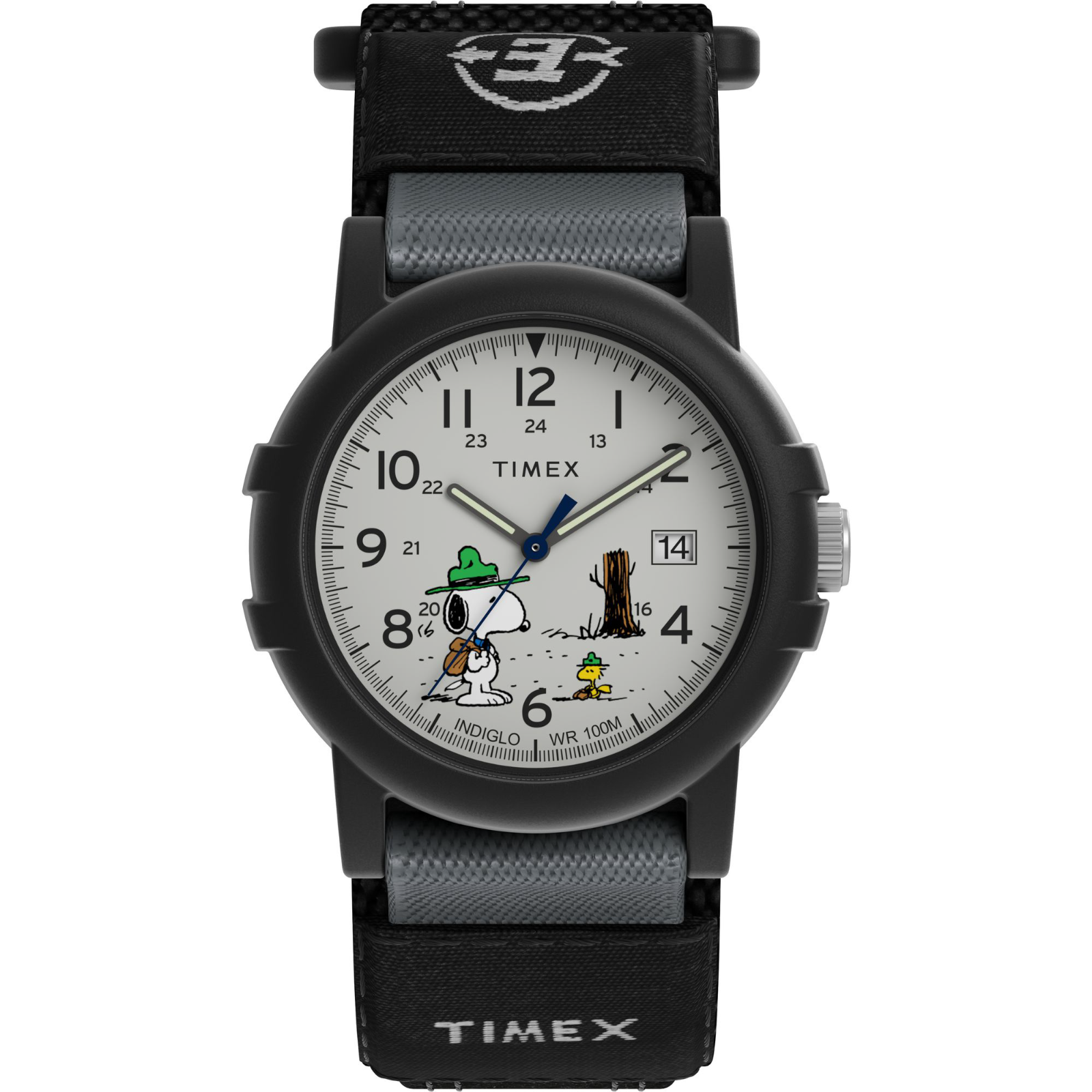 Timex TW4B29100, Часы Peanuts Weekender, черные, с застежкой через ткань, Дата, НОВЫЕ