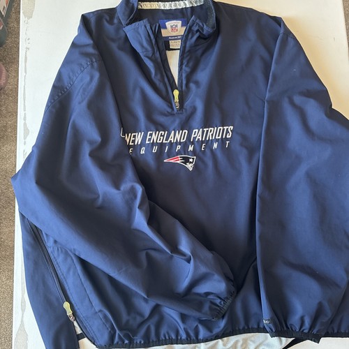 New England Patriots Jacket Men's XL Blue Pullover 1/4 Zip Football NFL Reebok