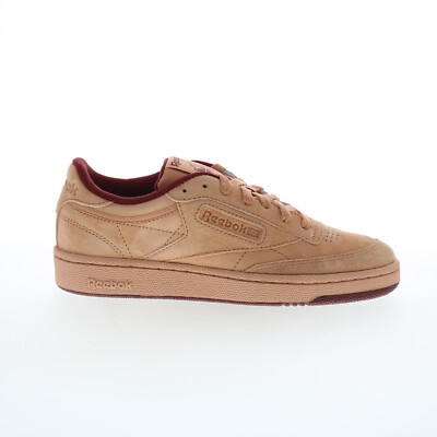 Мужские кроссовки Reebok Club C 85 из бежевой замши на шнуровке в стиле лайфстайл