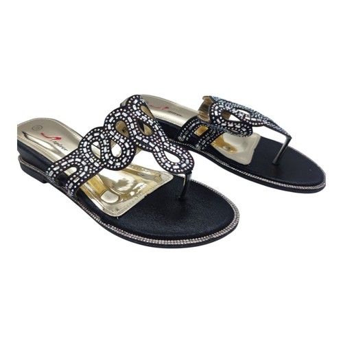 womens sandals wedge black with diamante strap party bridal evening size 5 new