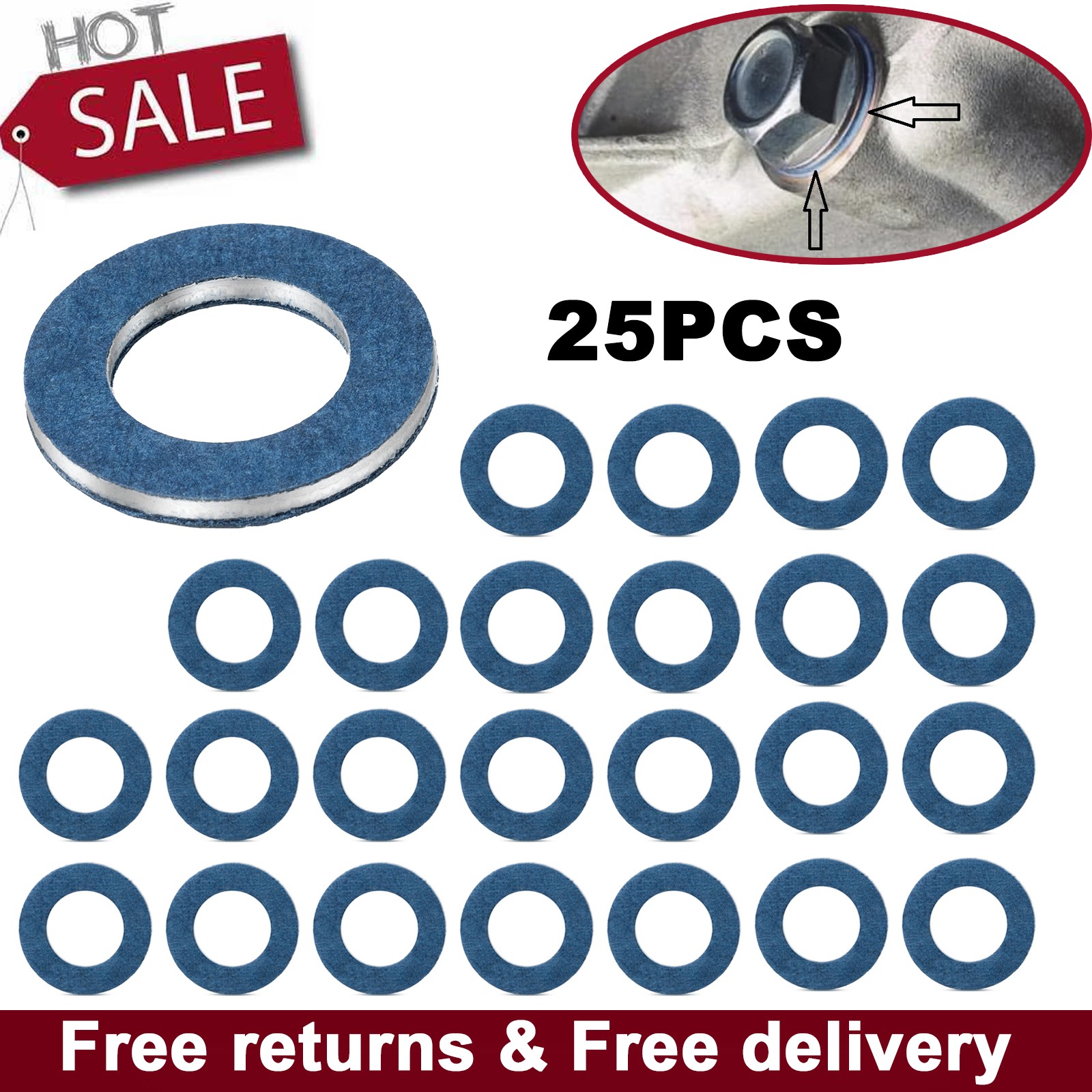 25x M12 Oil Drain Plug Gasket Crush Washer 90430-12031 For Toyota