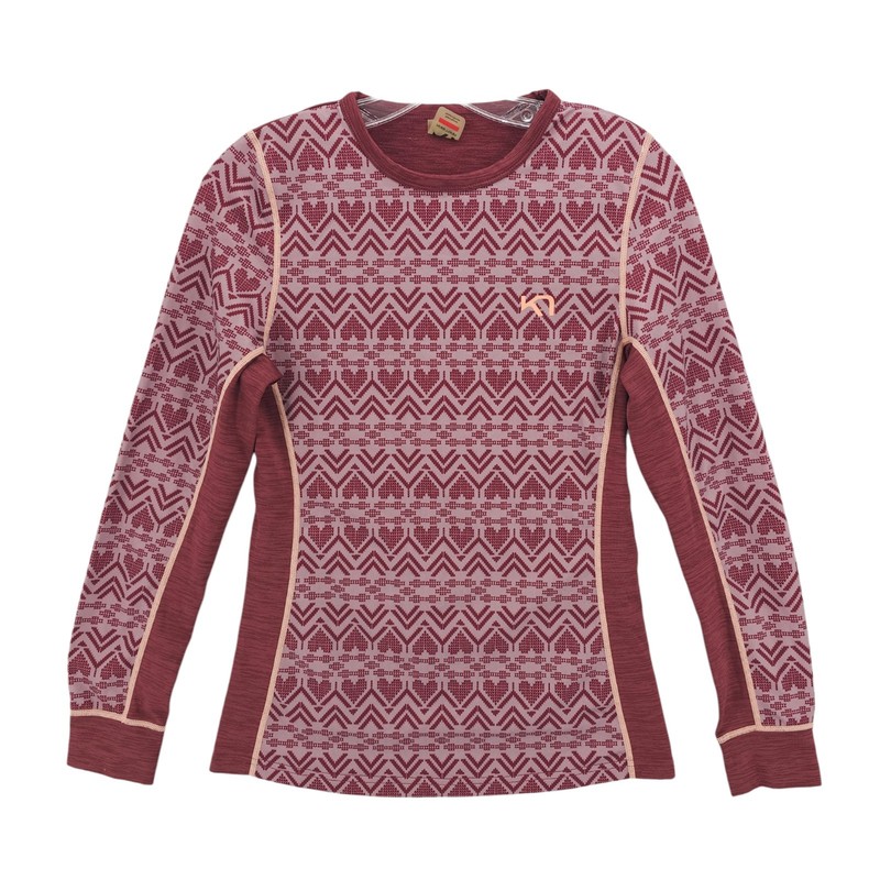 KARI TRAA Lune Baselayer Long Sleeve Top Nordic Geo Pattern stretch Size SMALL