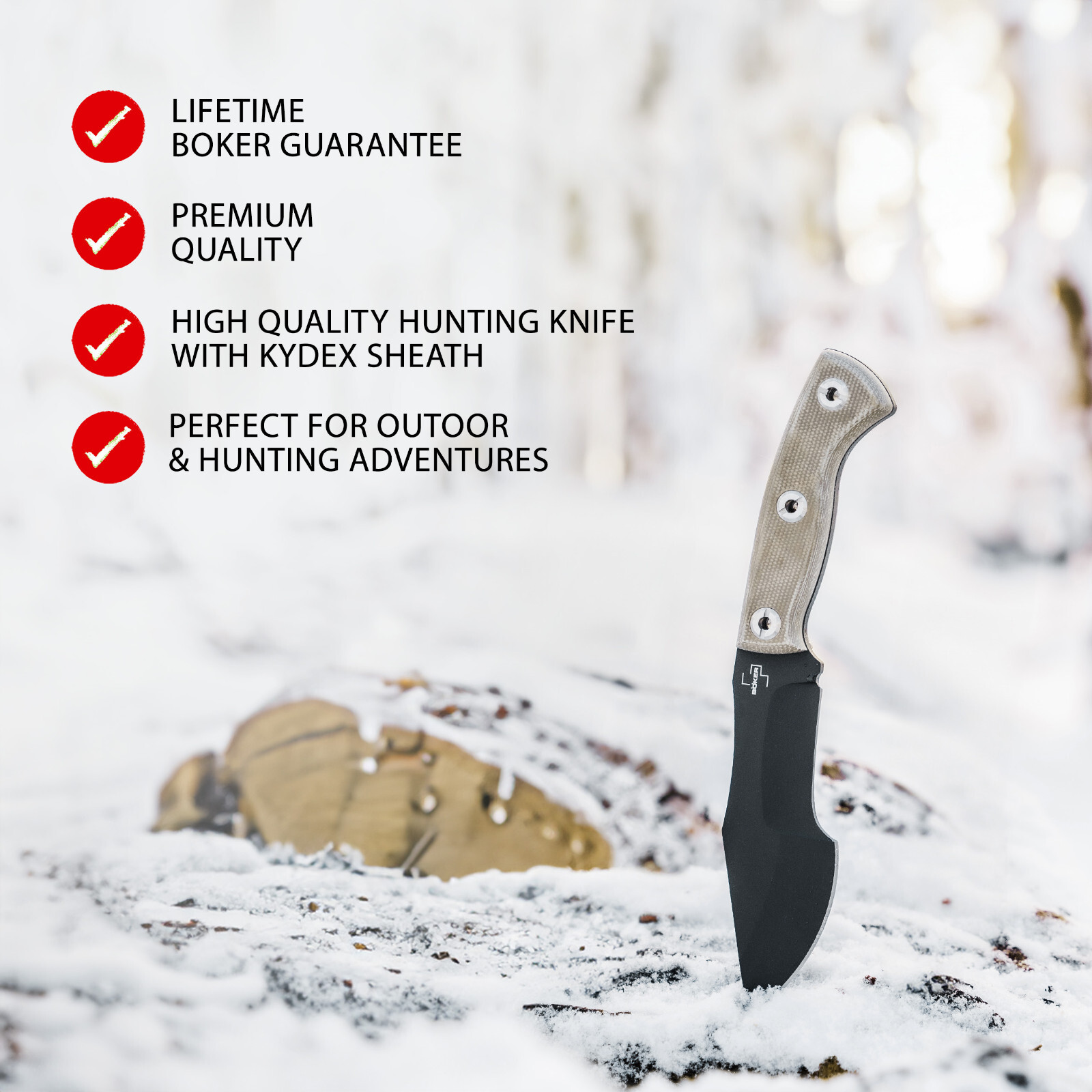 Boker Plus Mini Tracker 2.0 Fixed Knife 5.31" Blade 1095 Micarta Kydex ✔️02BO113