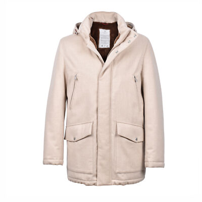 Pre-owned Brunello Cucinelli Herren Shearling Futter Down Gefüllt 100% Kaschmir Parka / In Beige