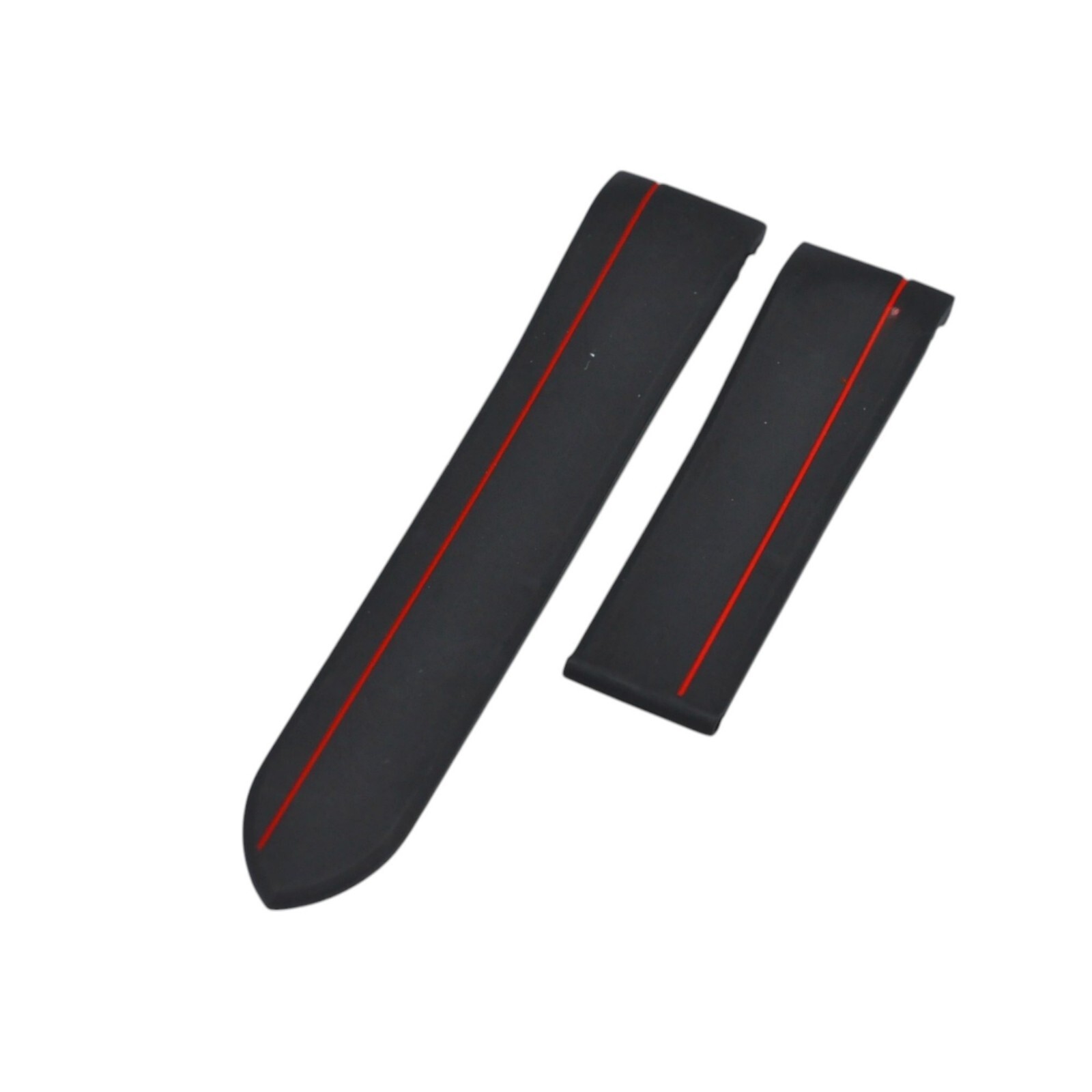 22mm Red Line Black Rubber Watch Strap For Rado HyperChrome
