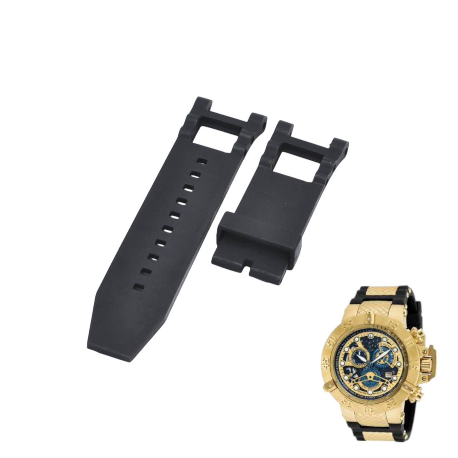Subaqua 18526 28mm Black Rubber Watch Strap For Invicta