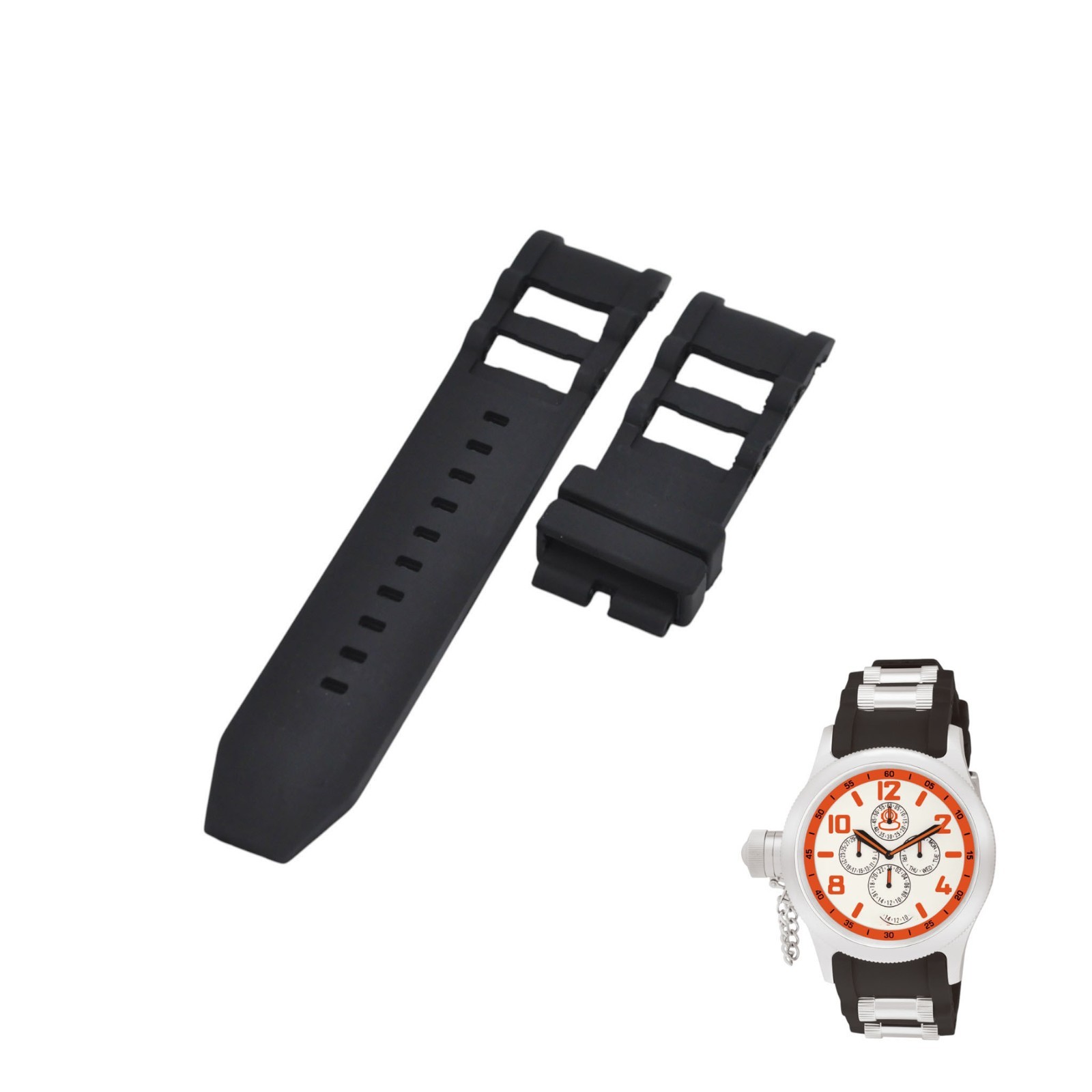 Russian Diver 1928 26mm Black Rubber Watch Strap For Invicta