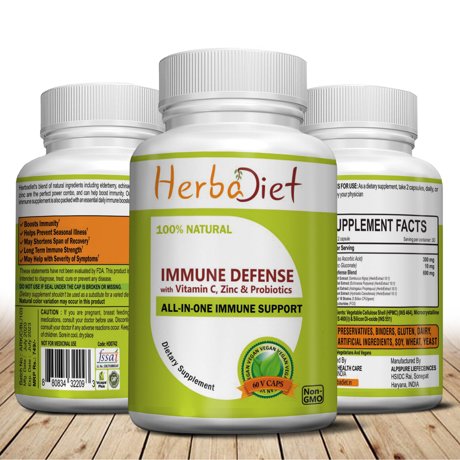 Immune System Booster Defense Elderberry, Echinacea, Vitamin C, Zinc