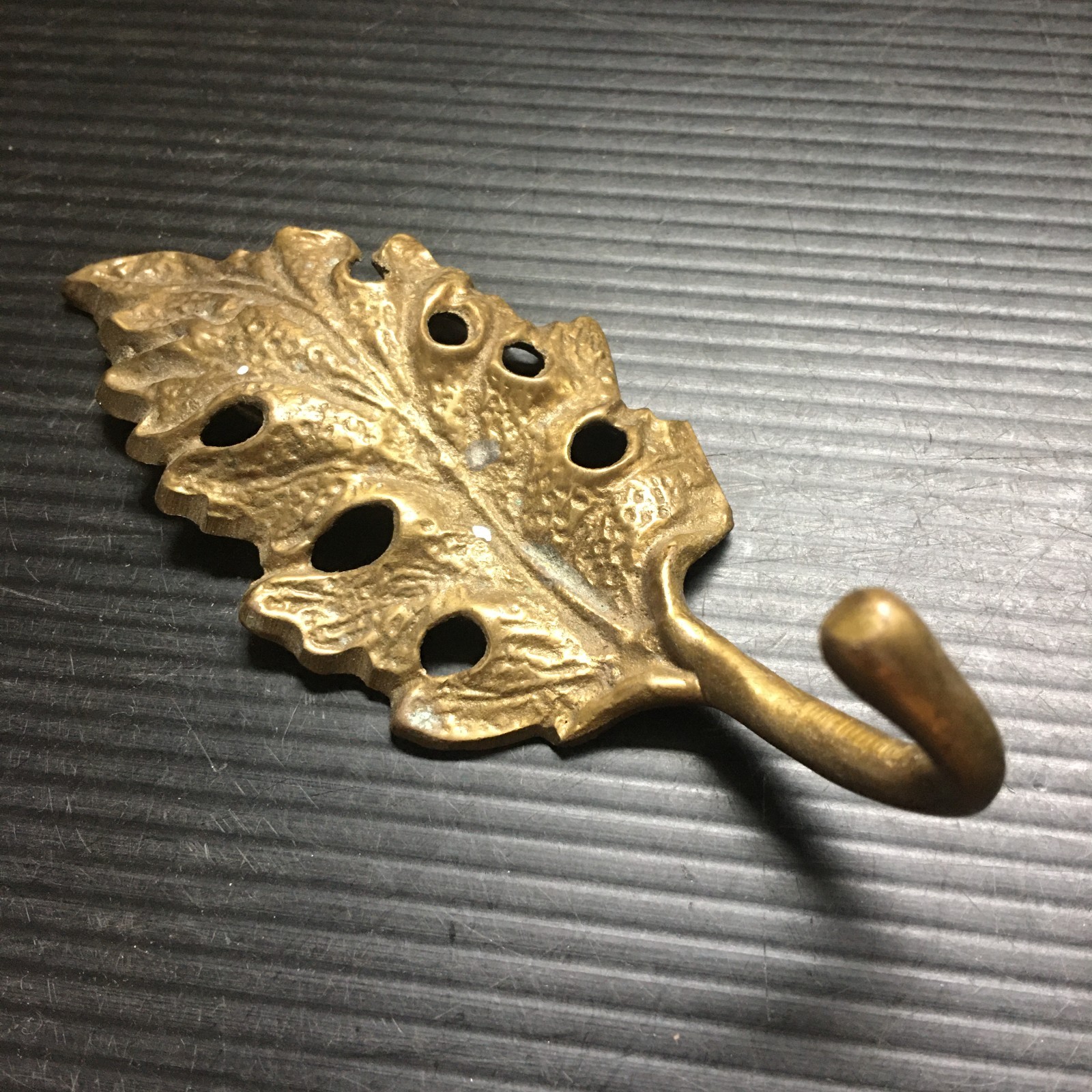Vintage Acanthus Leaf Brass Decorative Key Plate or Coat Hanger wall mount 4.75"