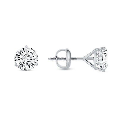 Pre-owned Shine Brite With A Diamond 2.50 Ct Round Cut Earrings Studs Solid Real 14k White Gold Screw Back Martini In White/colorless
