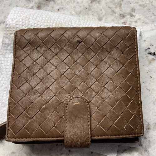 Bottega Veneta Intrecciato Brown Weave Leather Bifold