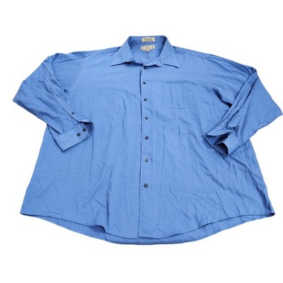 Croft & Barrow Mens Blue Herringbone Twill Button Down Shirt 19 37/38 Big Tall