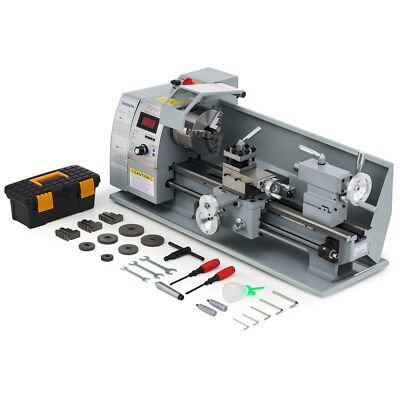 CREWORKS 8x16'' Mini Metal Lathe w/ 750W DC Motor 2500rpm 3-Jaw Chuck LCD Display