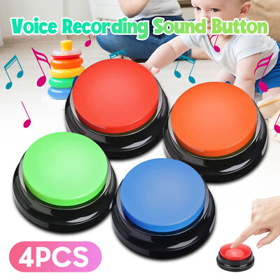 4 x Voice Recording Sound Button Pet Dog Training Buzzer 30S Record for Cat Toys