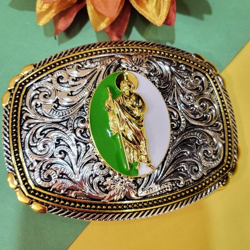 5% Off on Saint jude San Judas Western belt Buckle Gold Silver Heavy ...