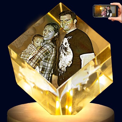 Personalized 3D Photo Crystal Custom Engraving Picture Memorial Gifts for Women