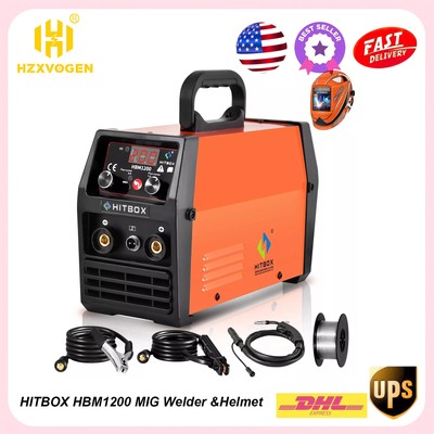HITBOX 140A MIG Welder+Helmet MMA Lift TIG MIG Gasless Welding Machine 110/220V