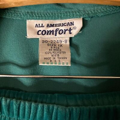 Vintage green velour track suit Size 1X EUC