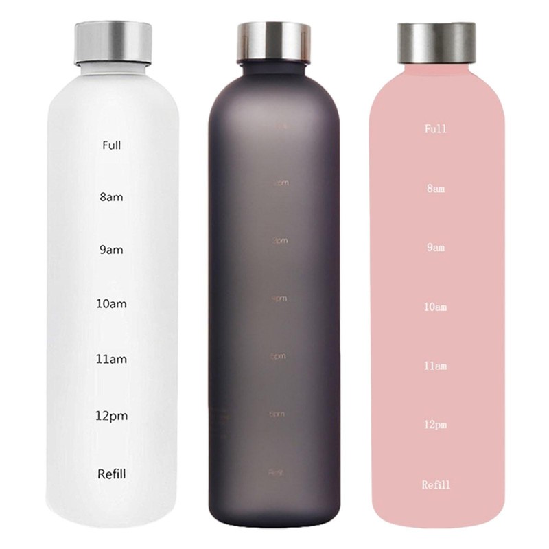 Gradient Water Bottle Frosted Water Bottle With Time Marker For Running 35OZ