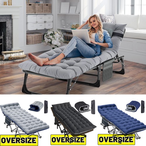 Adults Folding Sleeping Cot Guest Bed Heavy Duty Portable Cots Camping with Mat