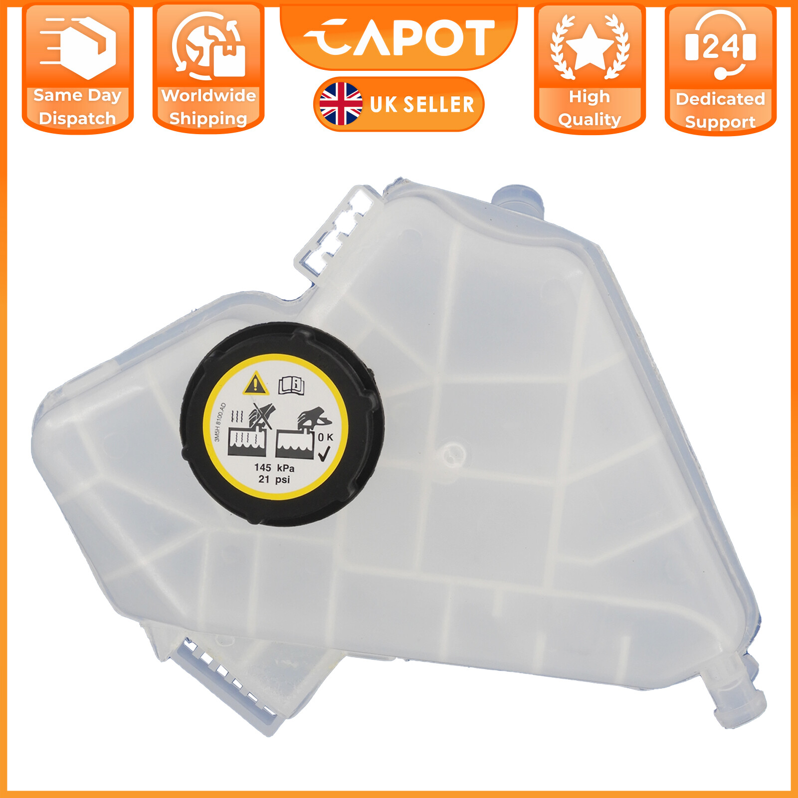 For Ford Fiesta Mk7 08-On Radiator Coolant Expansion Header Tank & Cap 1504818