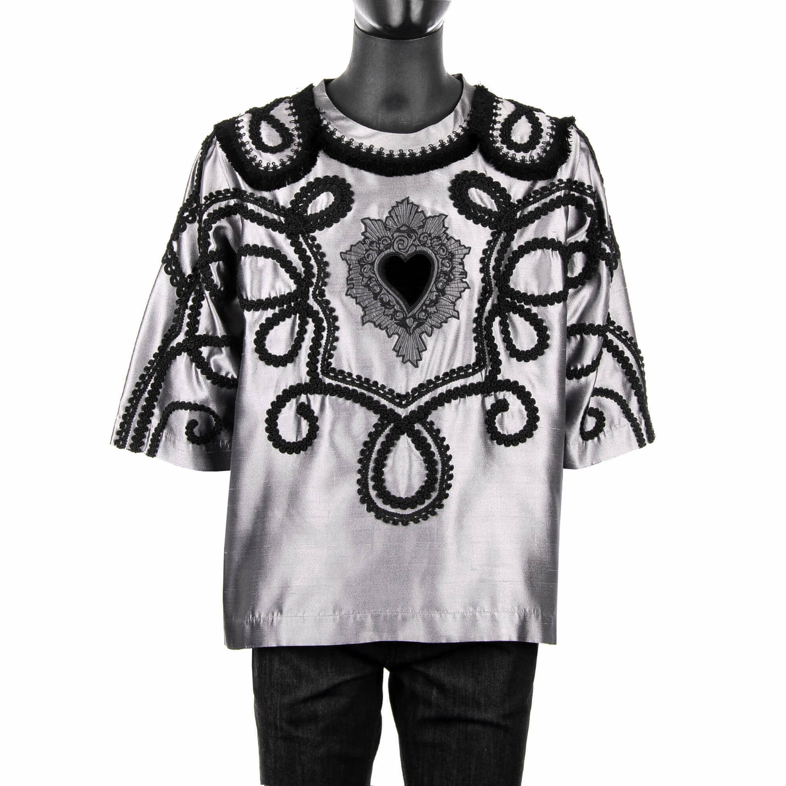 

DOLCE -amp; GABBANA RUNWAY Torero Silk Embroidery -#39;Sacred Heart-#39; Рубашка Серая 05237, Серый