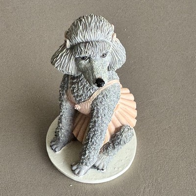 Vintage MCM Handsome Gray Poodle Spaghetti Ceramic Figurine 4