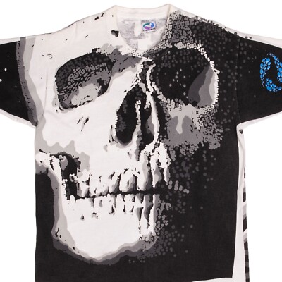 Liquid Blue Chris Pinkerton 1992 Single Stitch Skull All Over Tshirt Xl