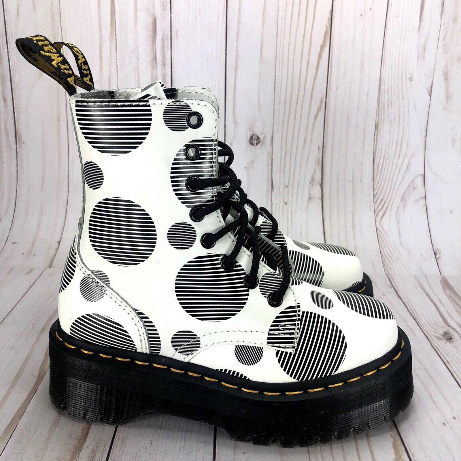 Dr Martens 1460 Jadon Boots Combat Polka Dot Platform White Dr Martens 1460 Jadon Boots Combat Polka Dot Platform White