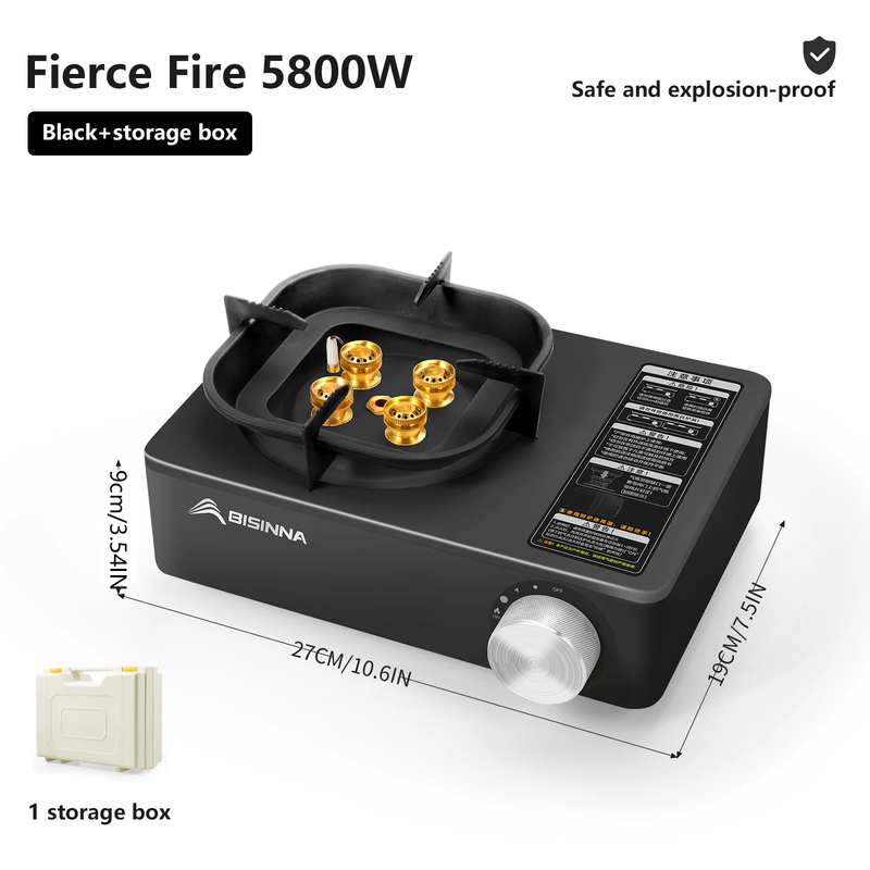 Camping Gas Stove 5800W High Firepower Outdoor Portable Cassette Burner 