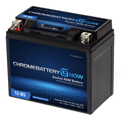 YTX12-BS Bluetooth PowerSport Battery, 12 Volts, 10Ah
