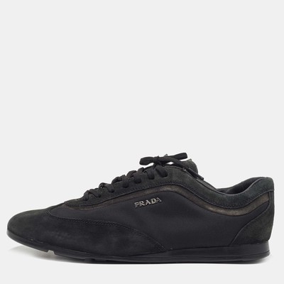 Prada Sport Black Suede and Nylon Low Top Sneakers Size 43.5