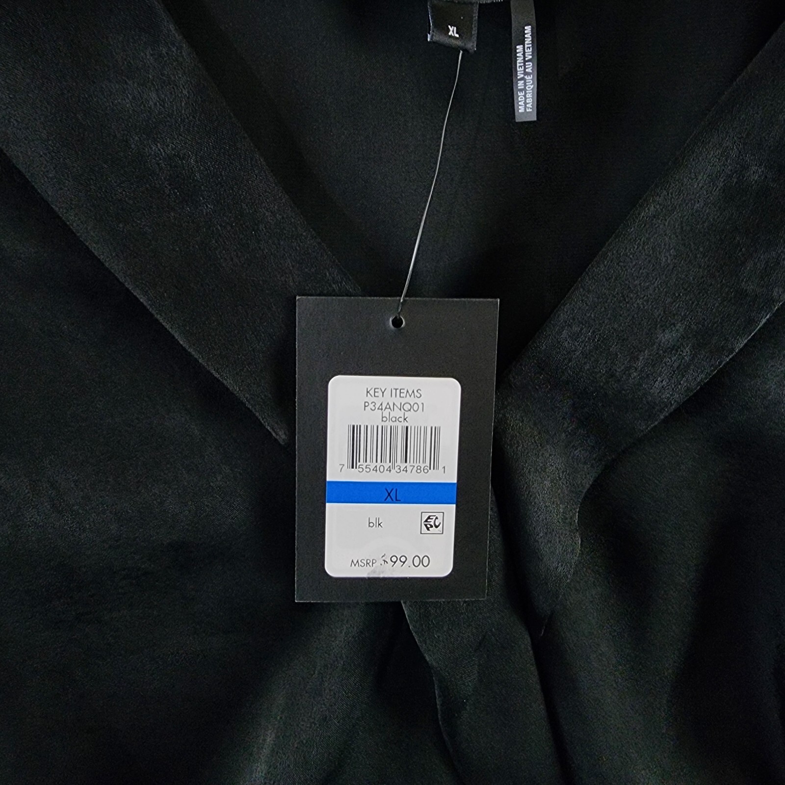 DKNY Surplice V-Neck Shirred Shoulder Peplum Top Women's XL Black Long Sleeve - Picture 15 of 15