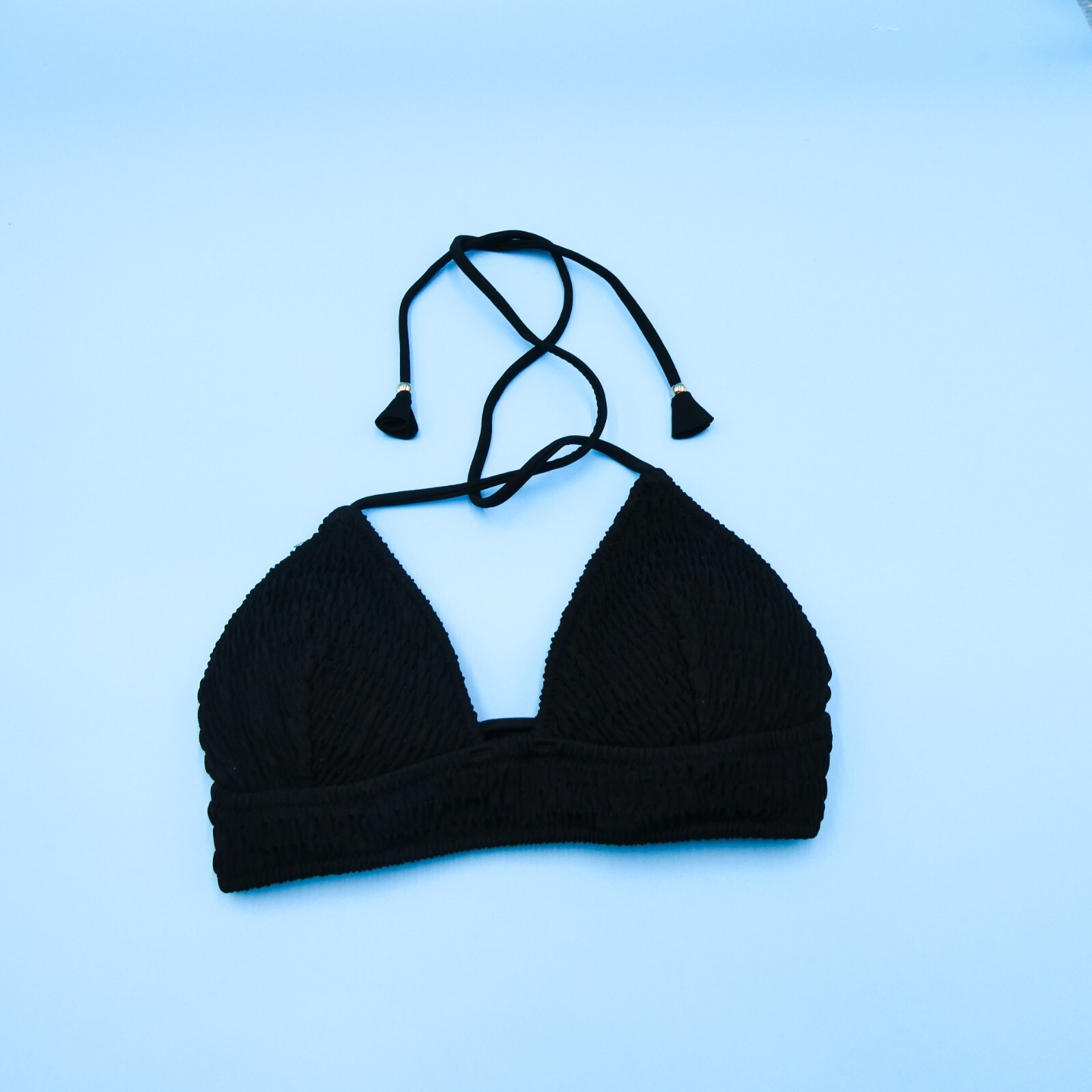 Victorias Secret XS Black Triangle Padded Ruched Fabric