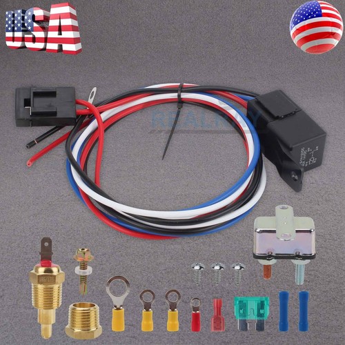PartsSquare 3/8" 185 Degree On 170 Degree Off Radiator Cooling Fan Thermostat Temperature Switch Kit Compatible With 265 283 305 400 347 352 360