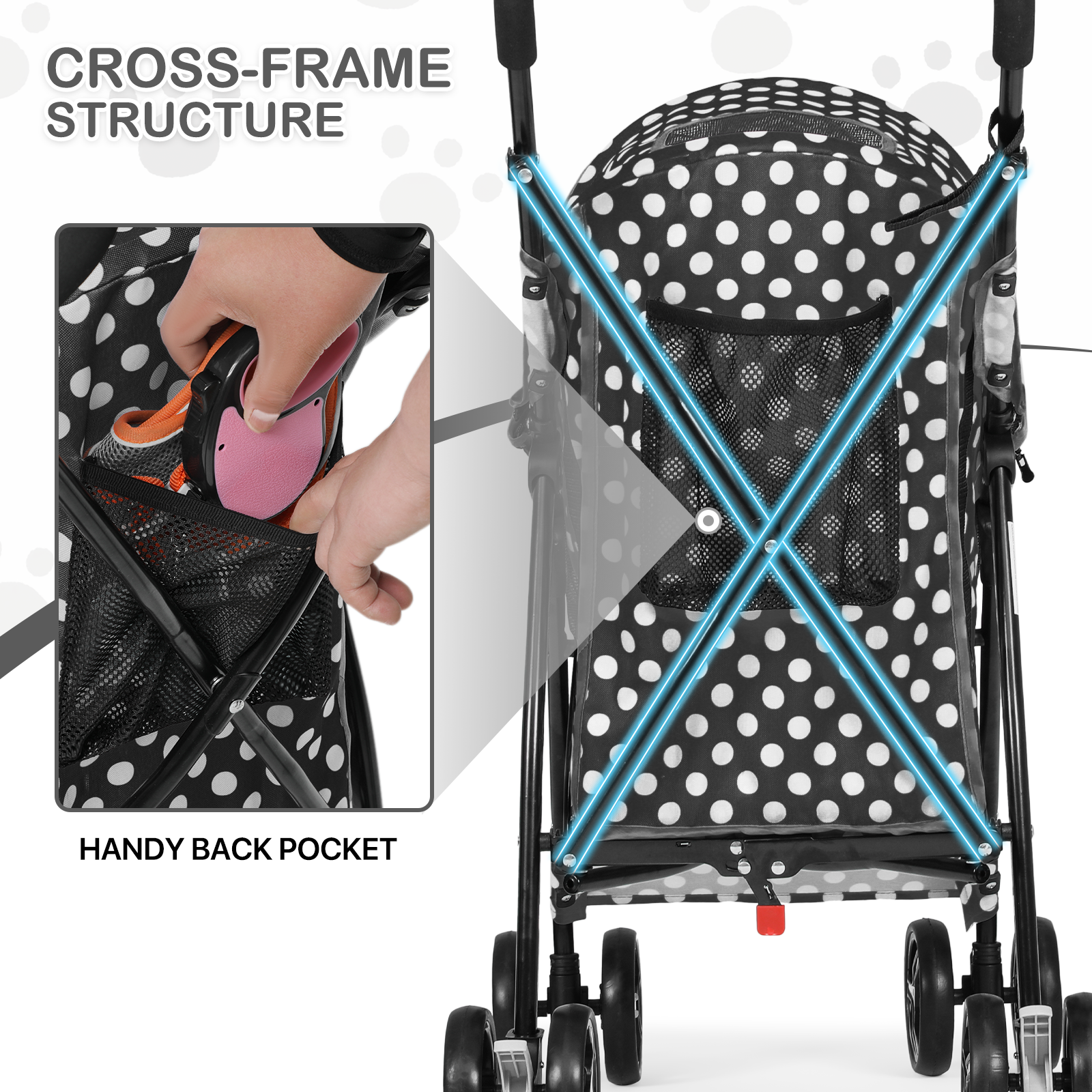 4 Wheels Pet Stroller Foldable Cat Dog Travel Carrier Storage Basket w/Skylight