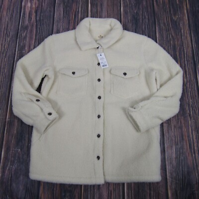 Marine Layer NEW NWT Womens Small Ivory White Eden Sherpa Overshirt Jacket
