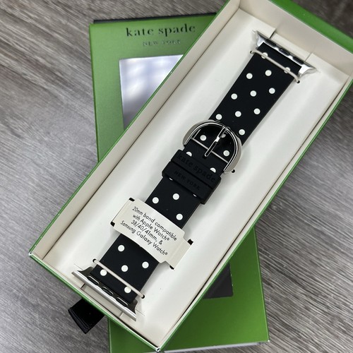 APPLE WATCH★KATE SPADE POLKA DOT-PRINT SILICONE APPLE WATCH NEW✓ Kate Spade Black Polka Dot 38/40/41 mm Apple Watch