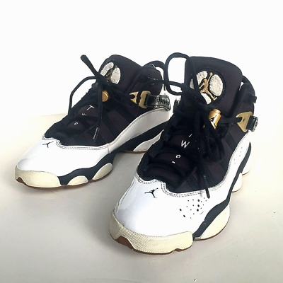 Nike Air Jordan 6 RINGS GS Black Gold 323399 100 Men Boys Sz 5Y Women Sz 6.5