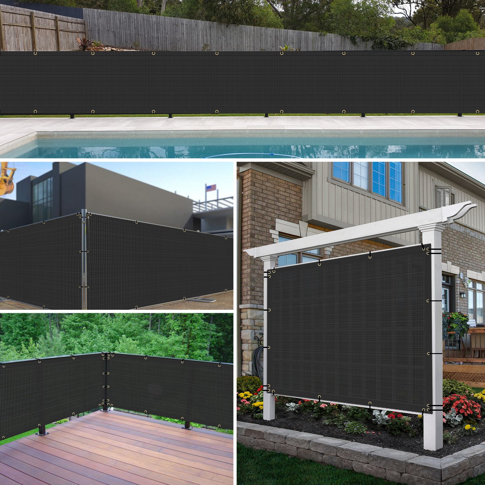 4' 5' 6' 8' tall Fence Windscreen Privacy Screen Shade Cover Mesh Garden-Black