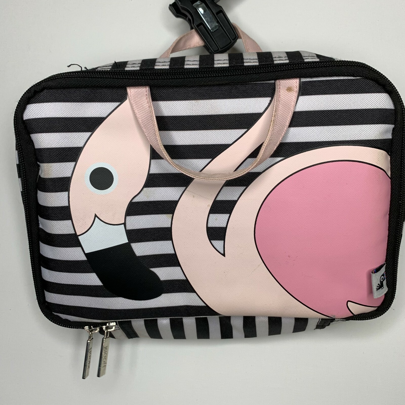 Lunchbox Striped Cute Flamingo Lunch Bag With Zipper