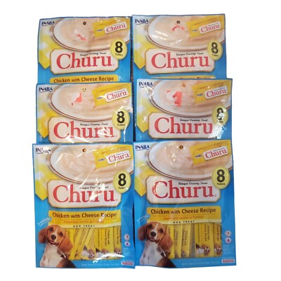 6 INABA Churu Creamy Tubes Treat Chicken CheeseDog Treat (48 tubes) EXPIRES 1/23