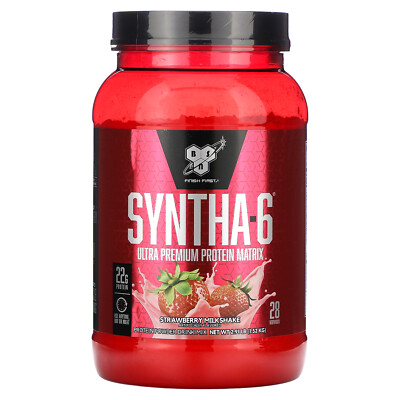 BSN, Syntha-6 Lean Muscle Protein Powder Drink Mix Strawberry Milkshake 2,91 фунта