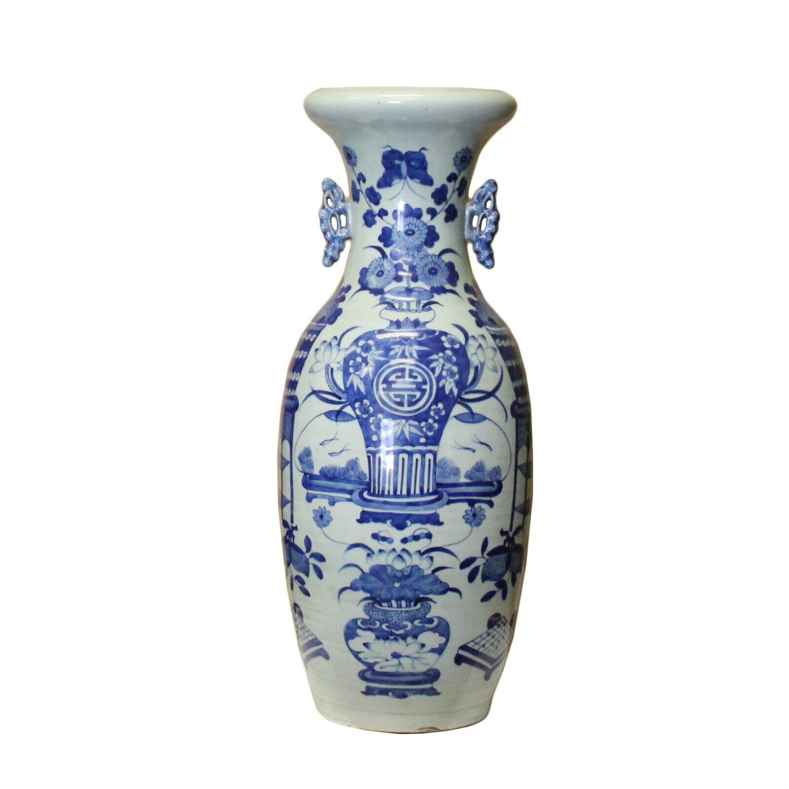 Chinese Handmade Light Pale Blue Porcelain Flower Graphic Vase cs5101S Chinese Handmade Light Pale Blue Porcelain Flower Graphic Vase cs5101S