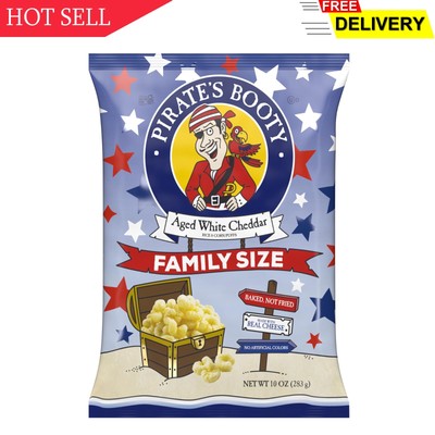 Pirate's Booty Cheese Puffs, Healthy Kids Snacks, Real Aged White Cheddar, 10...