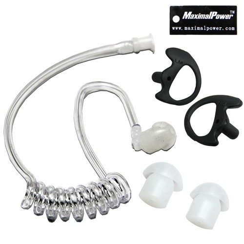Headset Earpiece for Motorola Radio PTT Mic w/ Earbud/Black Earmold (Combo Pack)
