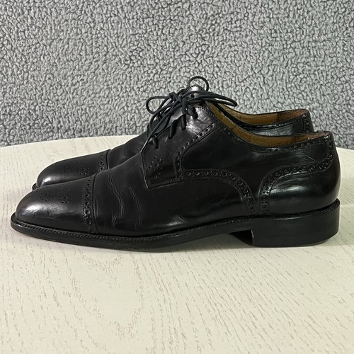 Johnston Murphy Shoes Mens 11.5M Black Leather Brogue Cap