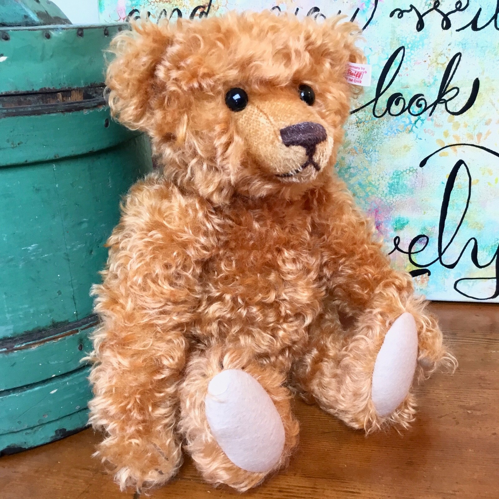 Steiff British Collectors Bear EAN 661969 Golden Apricot Curly Mohair