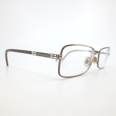 Yves Saint Laurent YSL 6130 RBN Brown Metallic Rectangular Eyeglass Frames 53-16